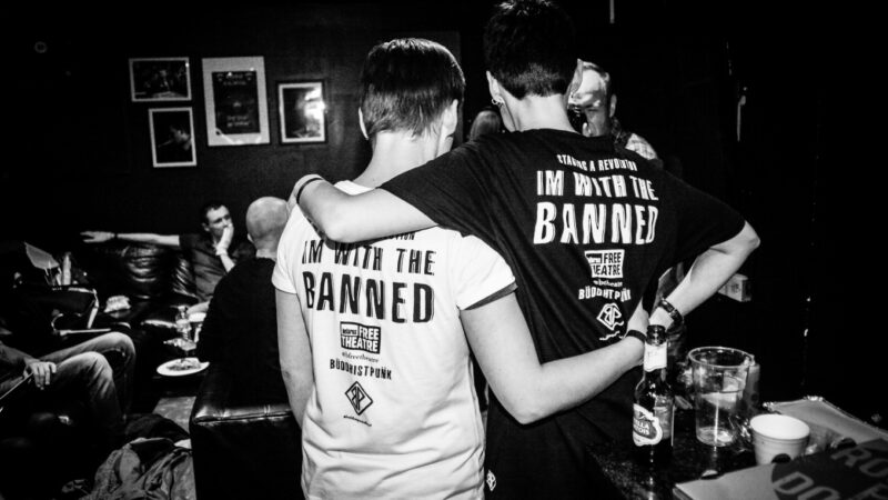 A photograph from I’m With The Banned of two people embracing each other