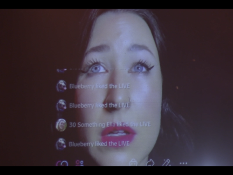 Close up of Louise Orwin on TikTok live