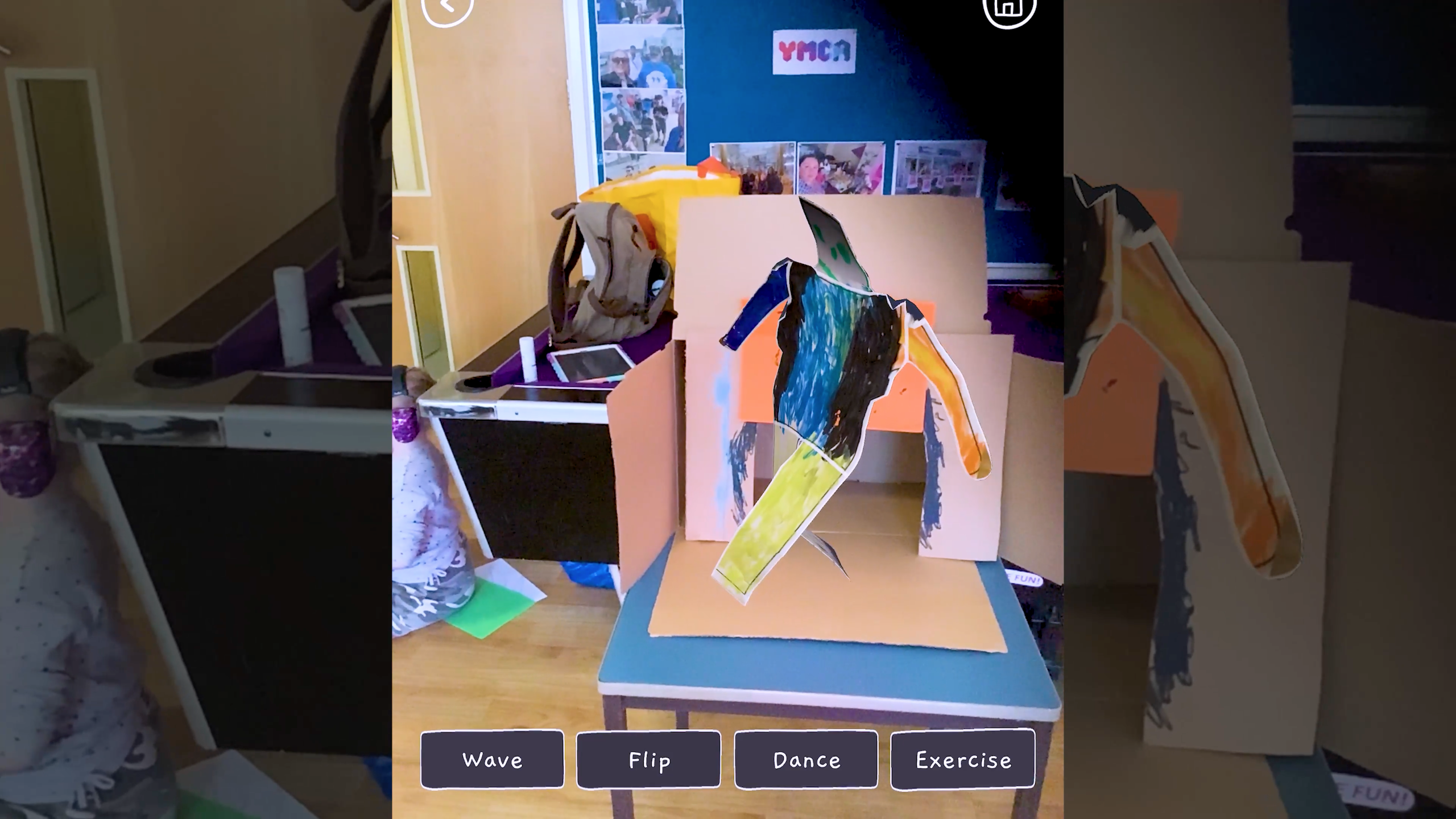 Photo of a child's drawing of a man dancing , from the AR experience.