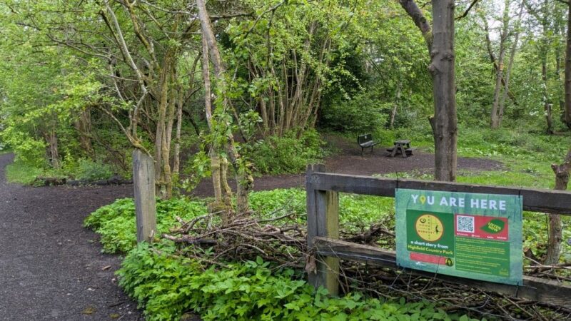 Photo of a green area and pathway in Highfield Country Park in Levenshulme